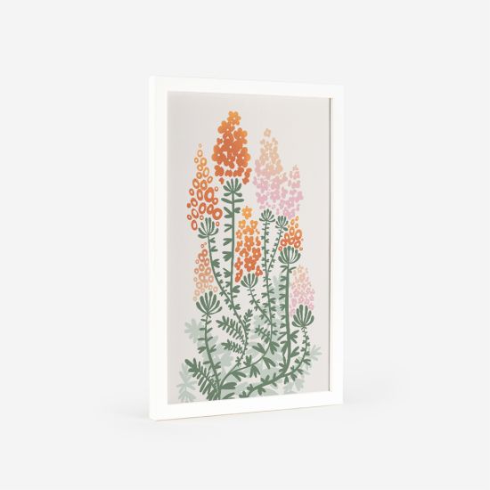 Poster de um padrão com elementos florais estilizados, incluindo várias flores e folhas conectadas por vinhas. 5