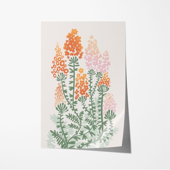 Poster de um padrão com elementos florais estilizados, incluindo várias flores e folhas conectadas por vinhas. 6