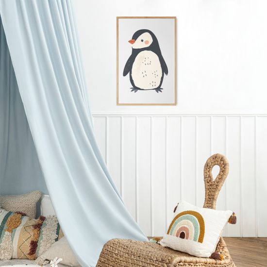 Poster de um pinguim preto e branco, perfeito para decoração de quartos de bebé e crianças. 1