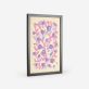 Poster de um padrão floral orgânico com flores e folhas numa paleta de cores pastel que inclui tons de rosa, roxo e azul. 3